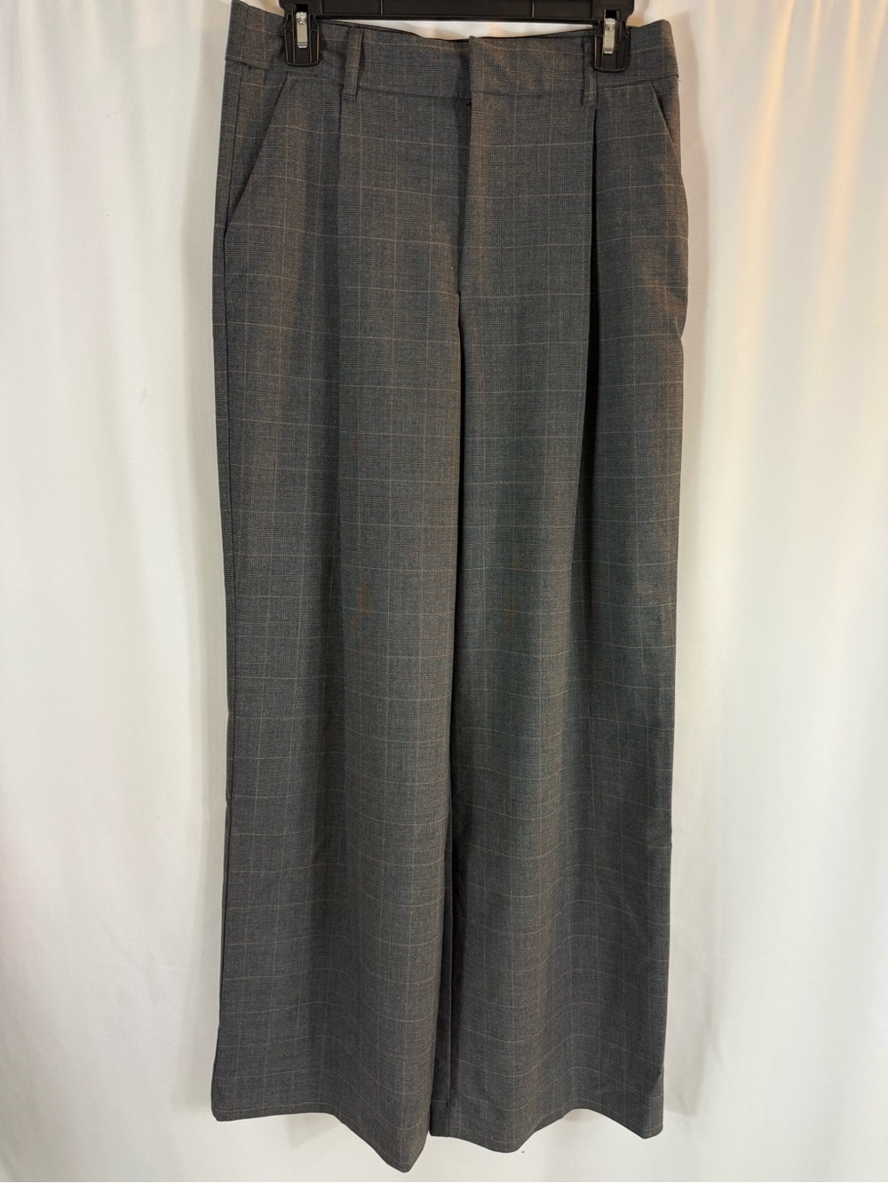 Zara trousers Wide Leg Gray Plaid Dress Pants high-rise waist, size: S